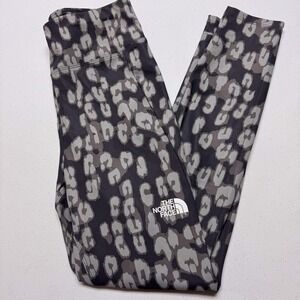The North Face Leggings Girls Large 14/16 Gray Leopard‎ FlashDry Pocket Athletic